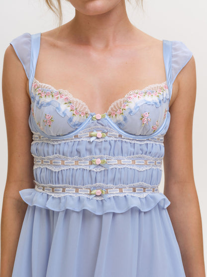 Cottage Roses Slip Dress Blue - For Love & Lemons