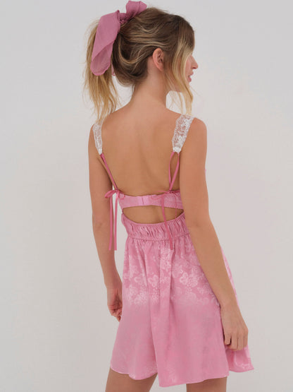 Rose Milk Eyelet Slip Dress Pink - For Love & Lemons