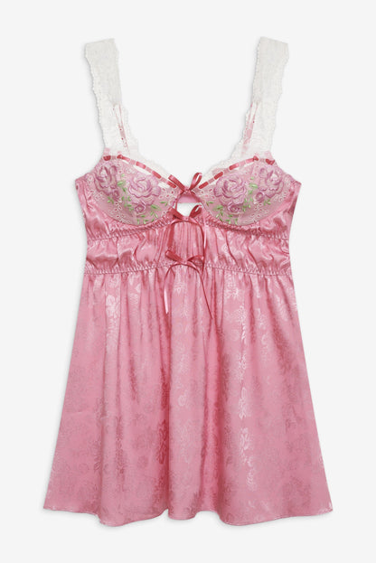 Rose Milk Eyelet Slip Dress Pink - For Love & Lemons