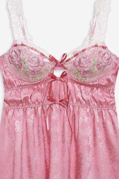 Rose Milk Eyelet Slip Dress Pink - For Love & Lemons
