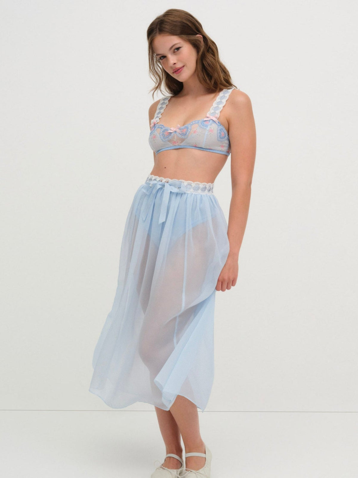 Dainty Doily Midi Skirt Blue - For Love & Lemons