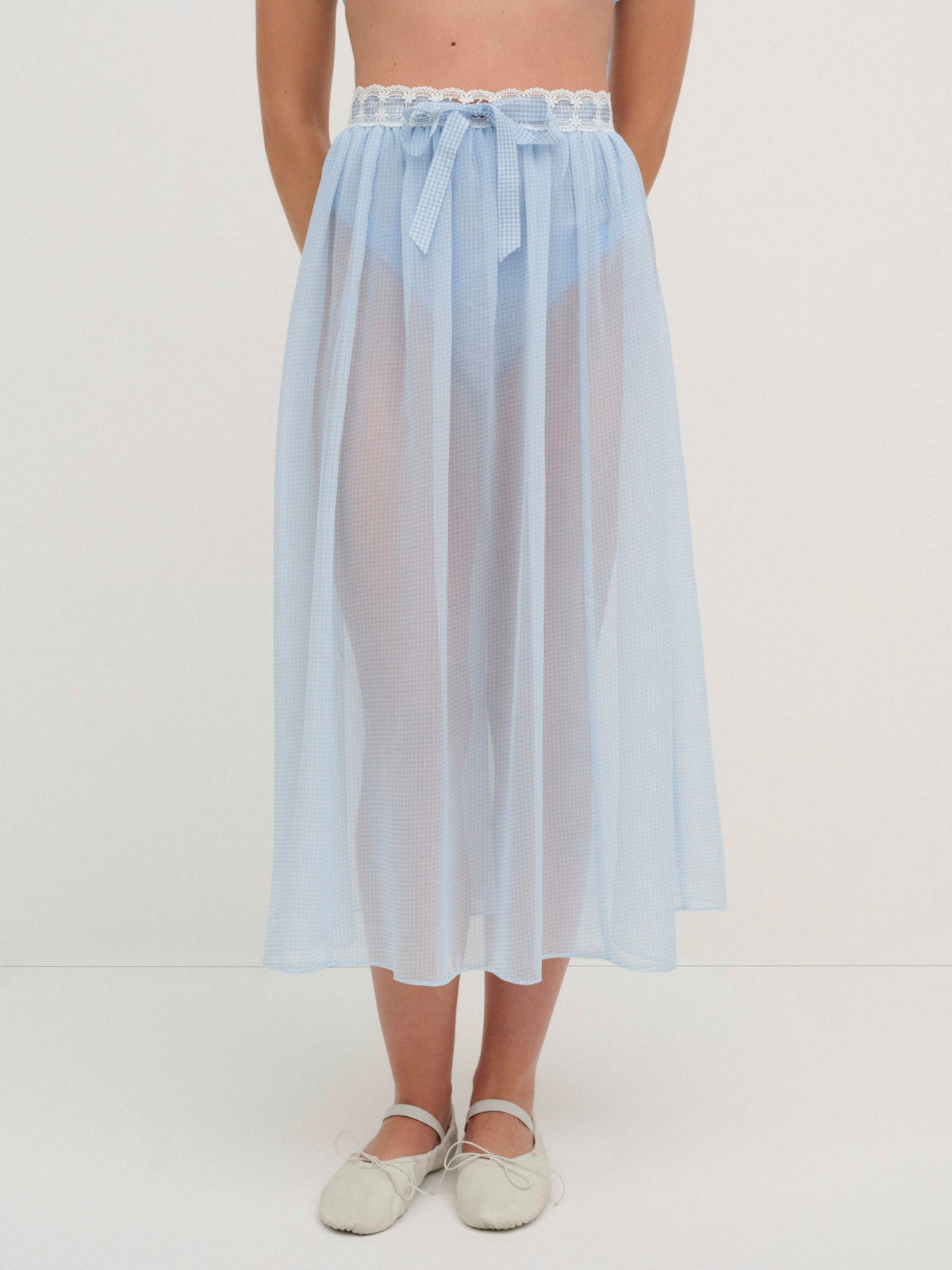 Dainty Doily Midi Skirt Blue - For Love & Lemons