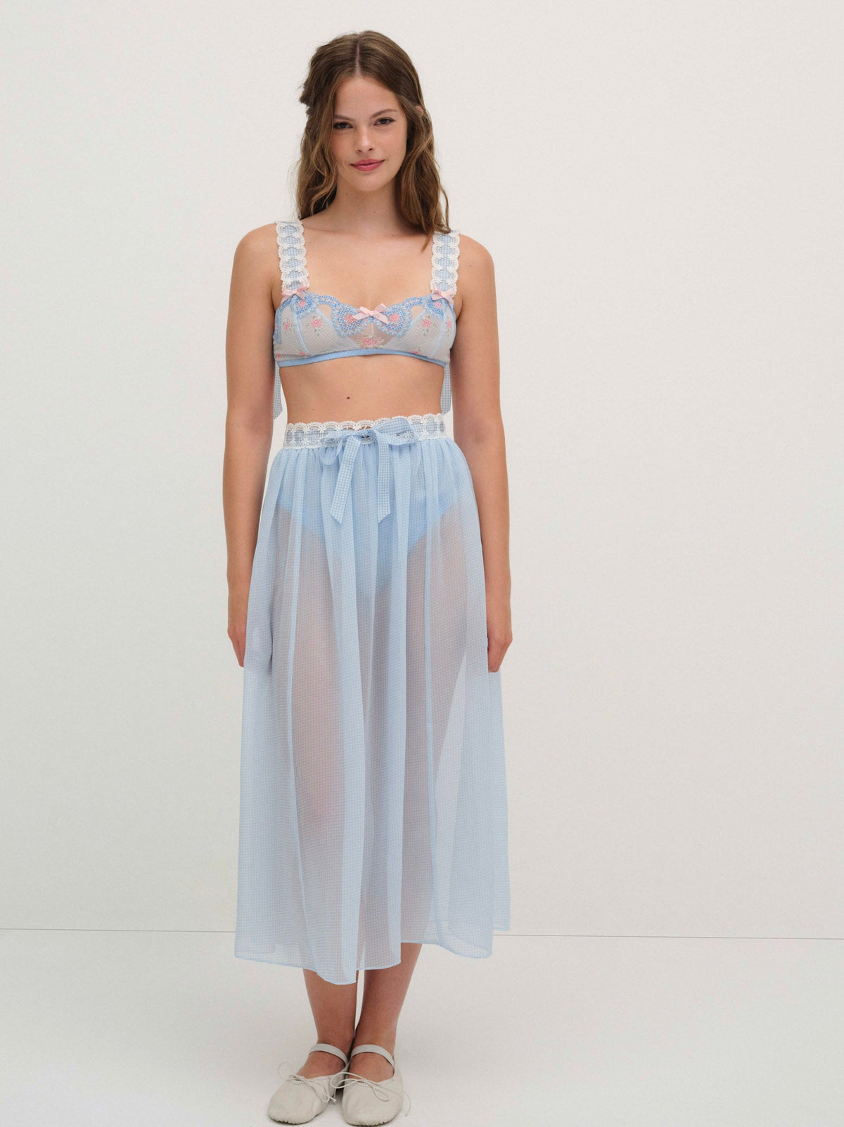 Dainty Doily Midi Skirt Blue - For Love & Lemons