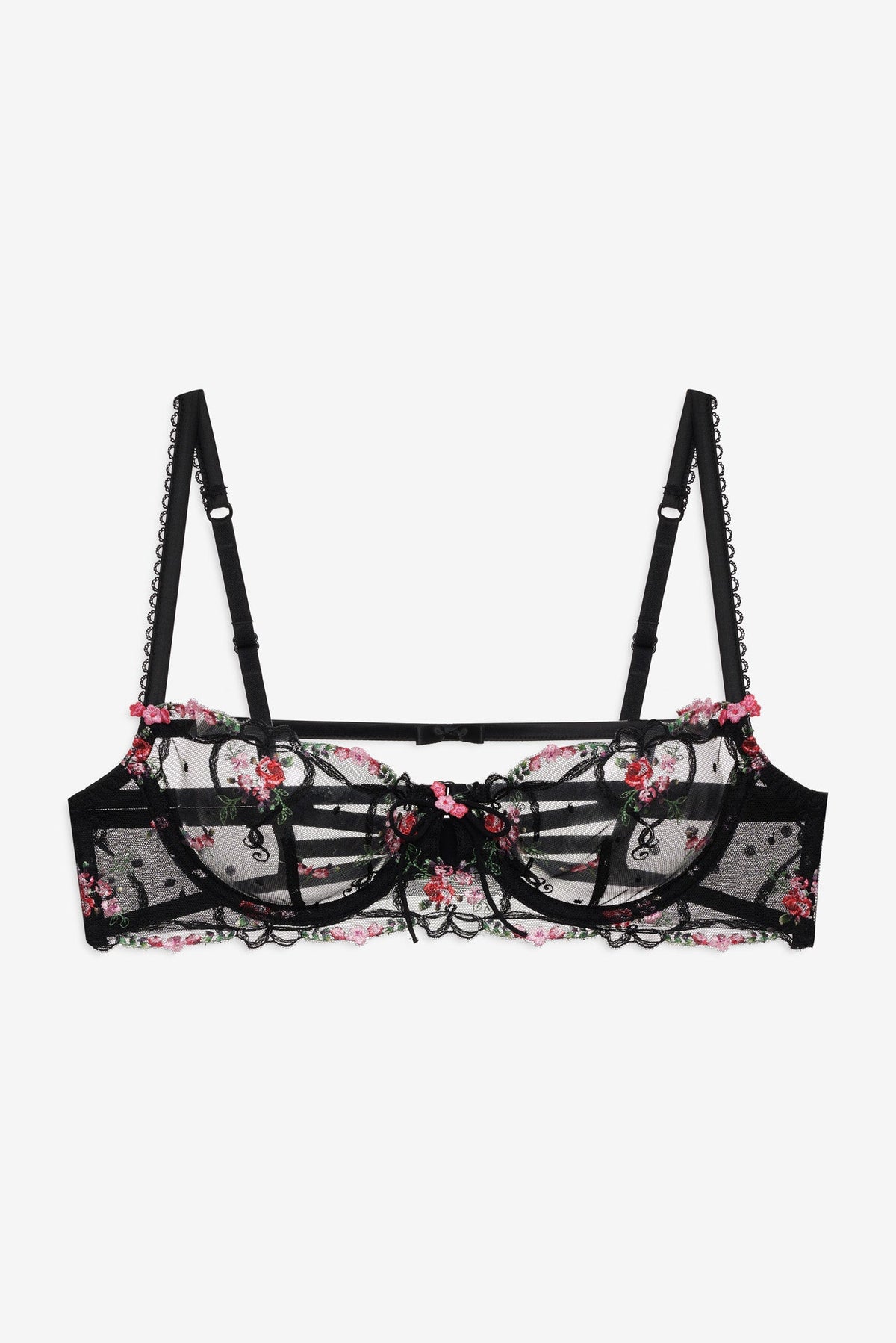 Lovestruck Bows Underwire Bra Black - For Love & Lemons