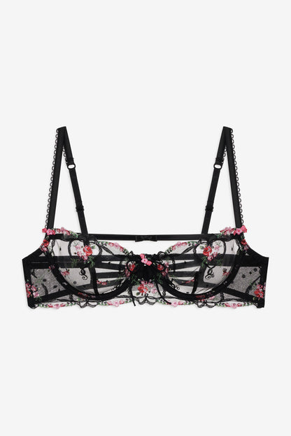 Lovestruck Bows Underwire Bra Black - For Love & Lemons