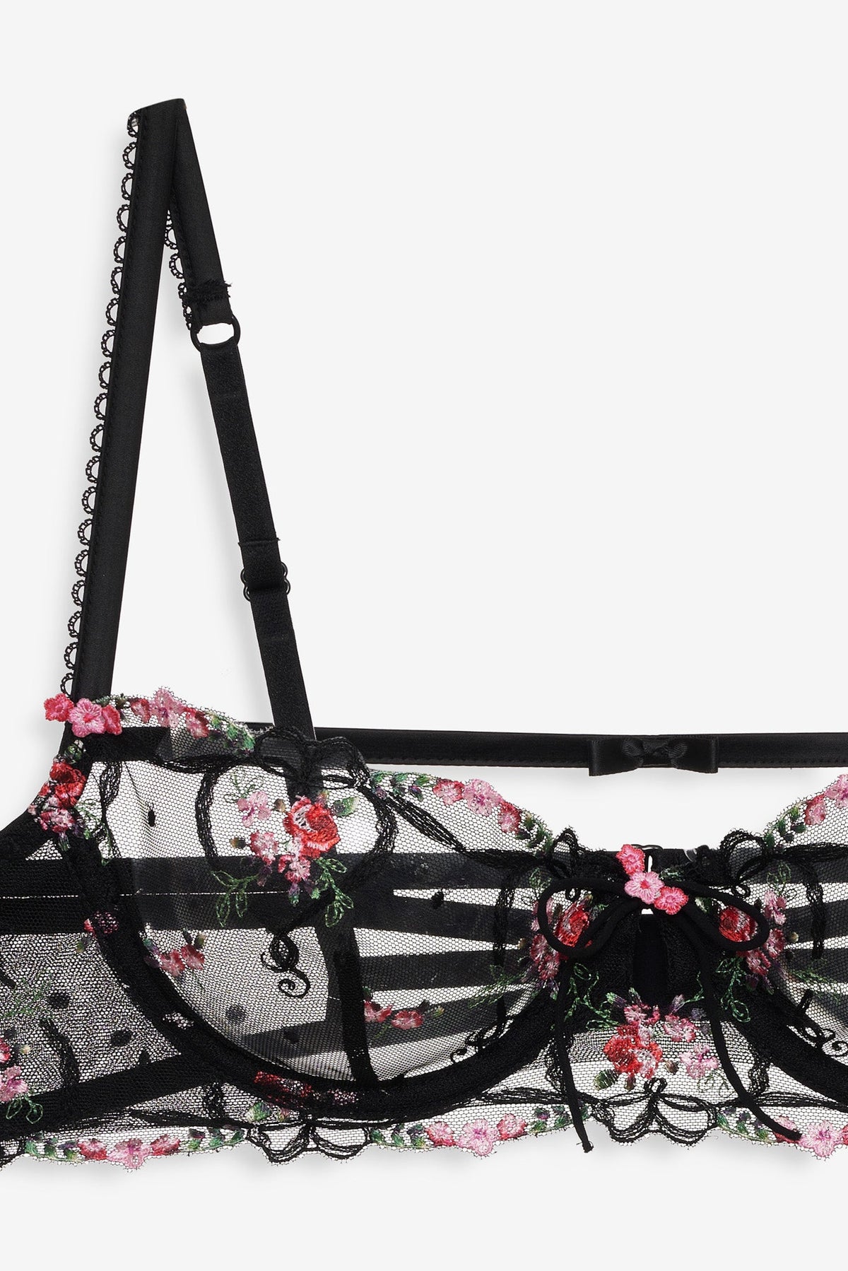 Lovestruck Bows Underwire Bra Black - For Love & Lemons