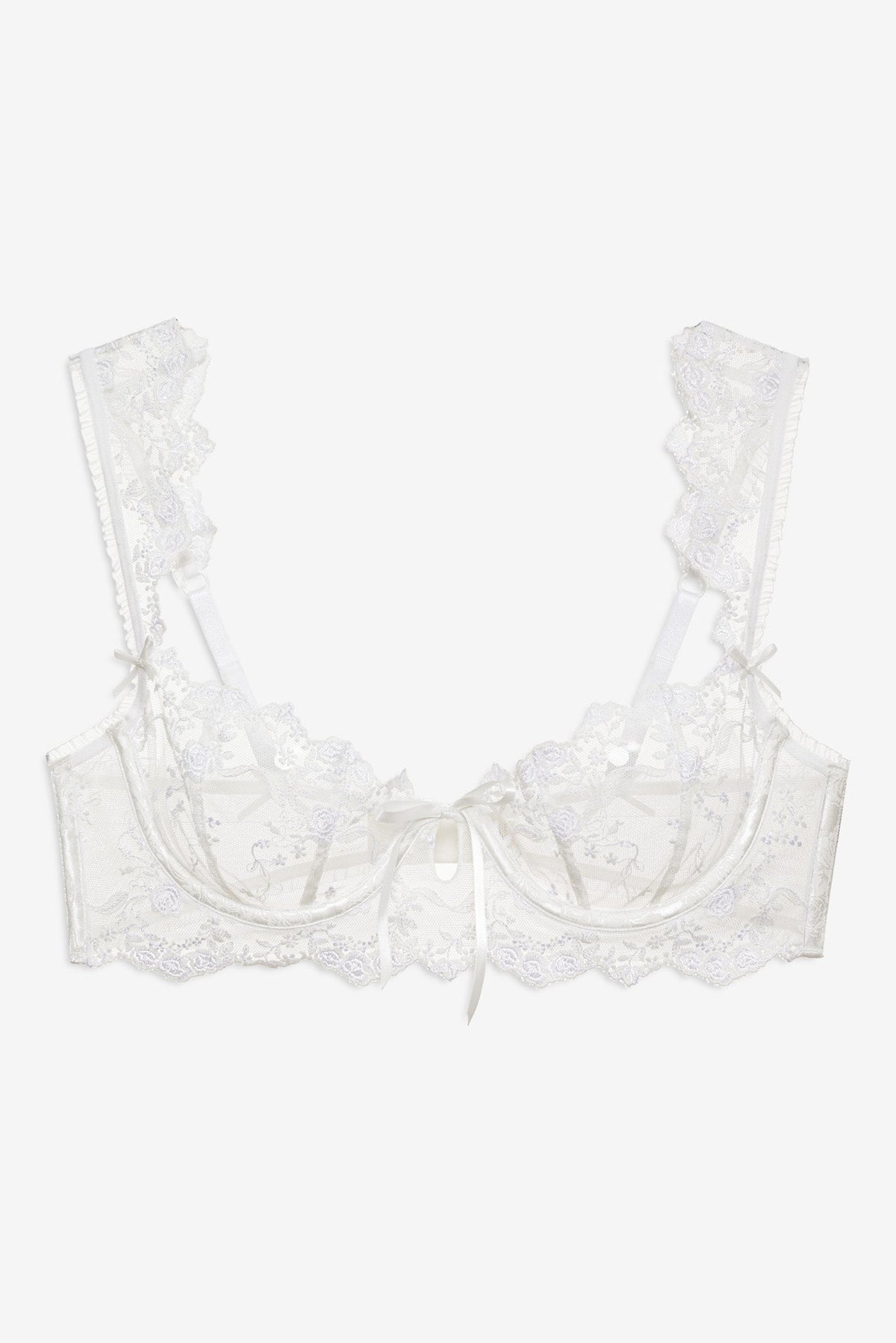 Lattice Bows Underwire Bra White - For Love & Lemons
