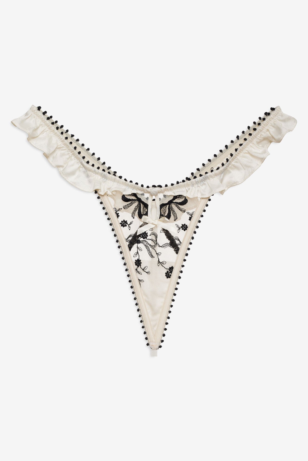 Bow Time Thong Panty Cream - For Love & Lemons
