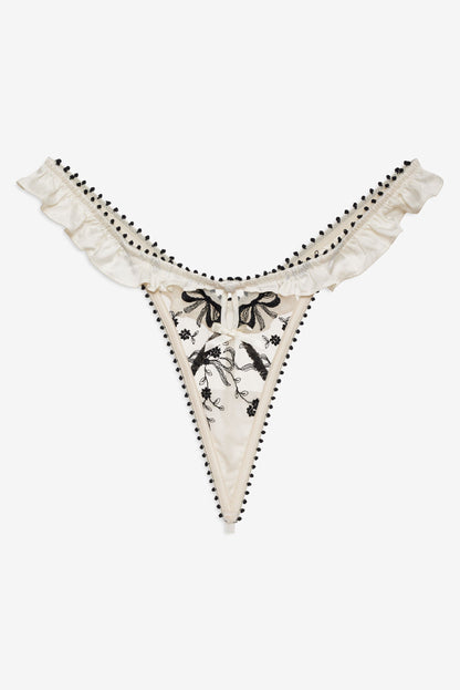 Bow Time Thong Panty Cream - For Love & Lemons