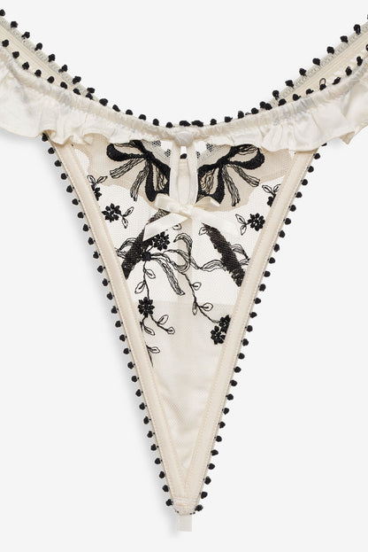 Bow Time Thong Panty Cream - For Love & Lemons