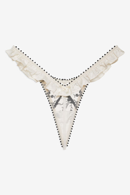 Bow Time Thong Panty Cream - For Love & Lemons
