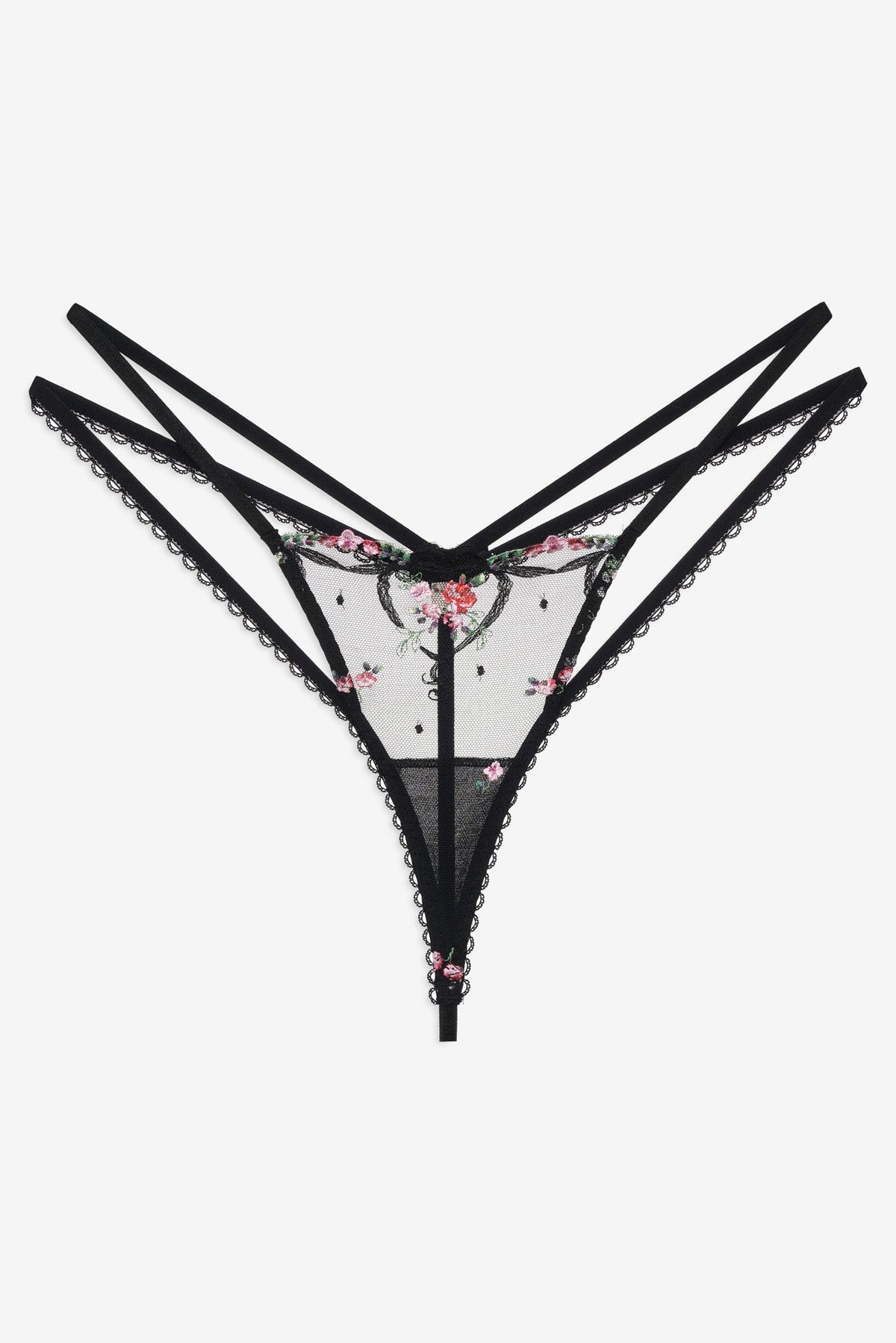 Lovestruck Bows Thong Panty Black - For Love & Lemons