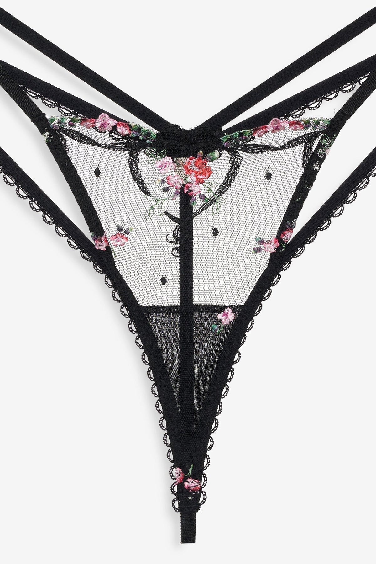 Lovestruck Bows Thong Panty Black - For Love & Lemons