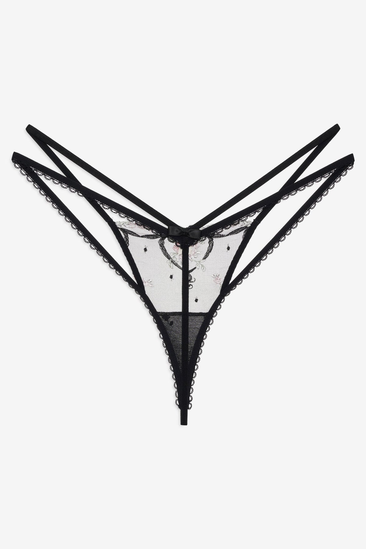 Lovestruck Bows Thong Panty Black - For Love & Lemons