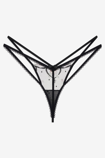 Lovestruck Bows Thong Panty Black - For Love & Lemons
