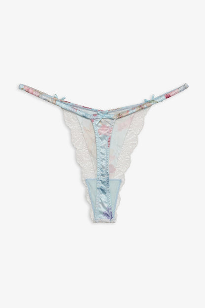 Hearts Adrift Thong Panty Blue - For Love & Lemons
