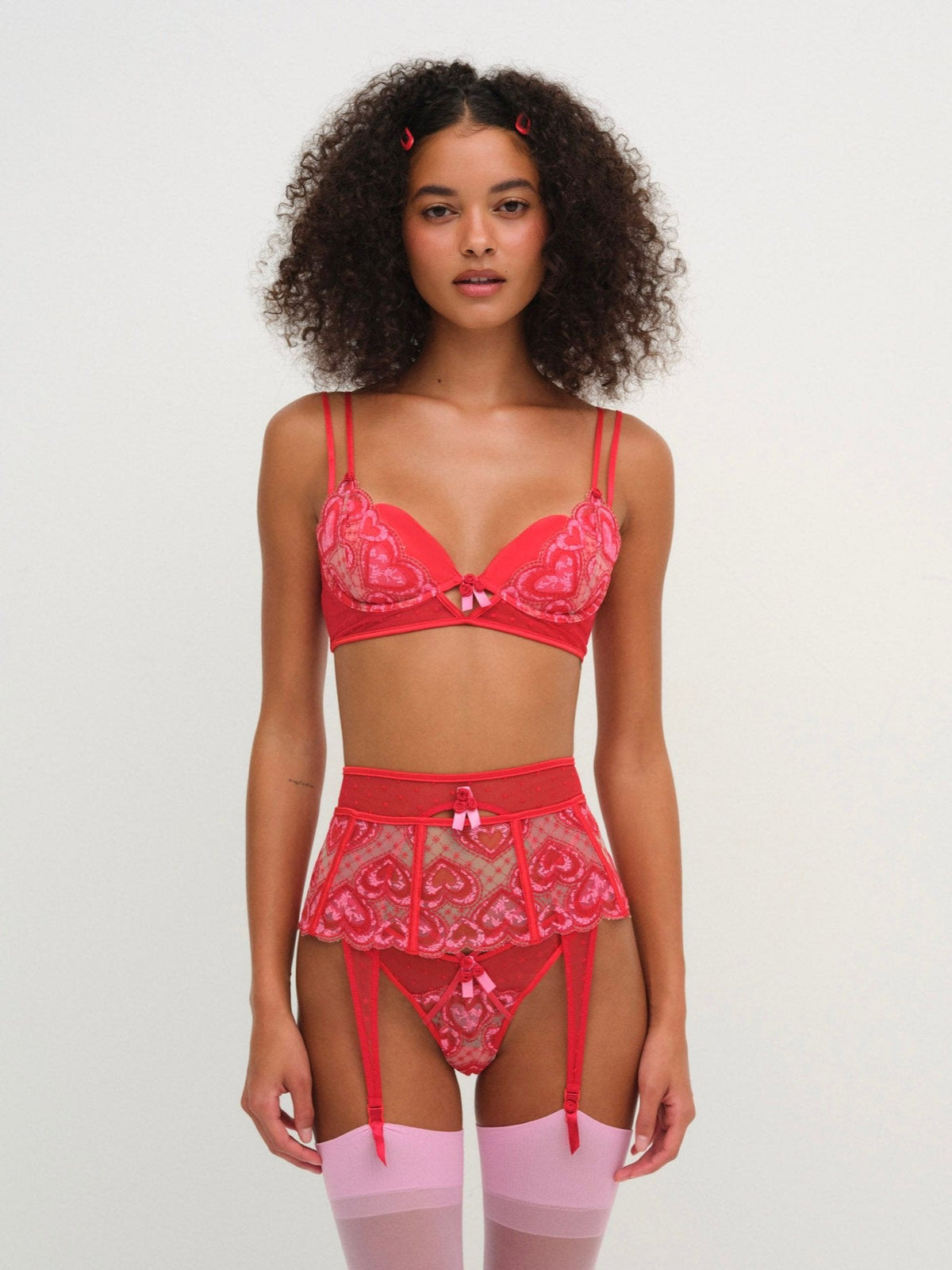 Heartbeat Garter Belt Red - For Love & Lemons