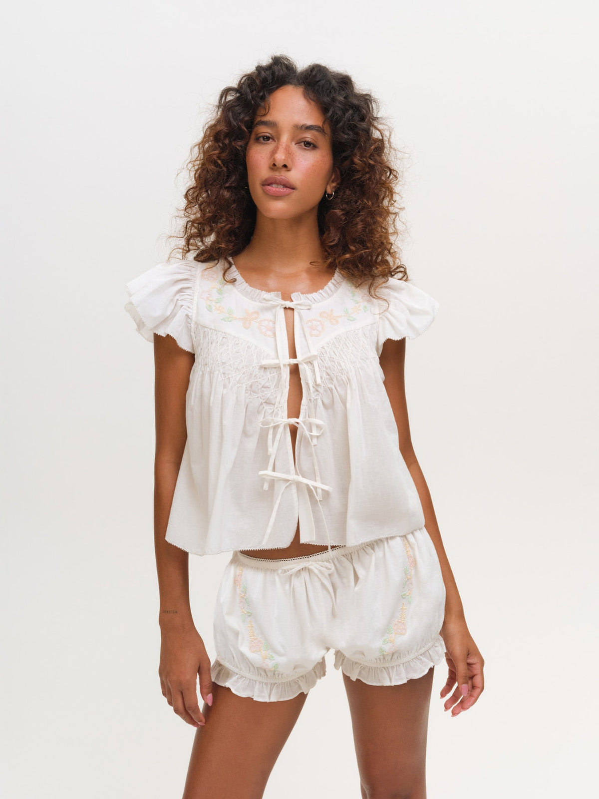 Megan Sleep Shorts White - For Love & Lemons
