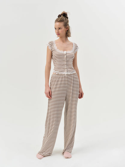 Bella Wide Leg Pant Brown - For Love & Lemons