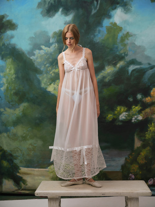 Eyelet Rose Maxi Slip Dress White - For Love & Lemons