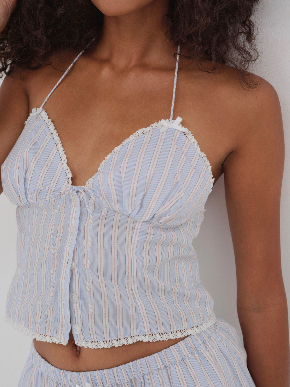 Lakeside Stripe Top Blue - For Love & Lemons