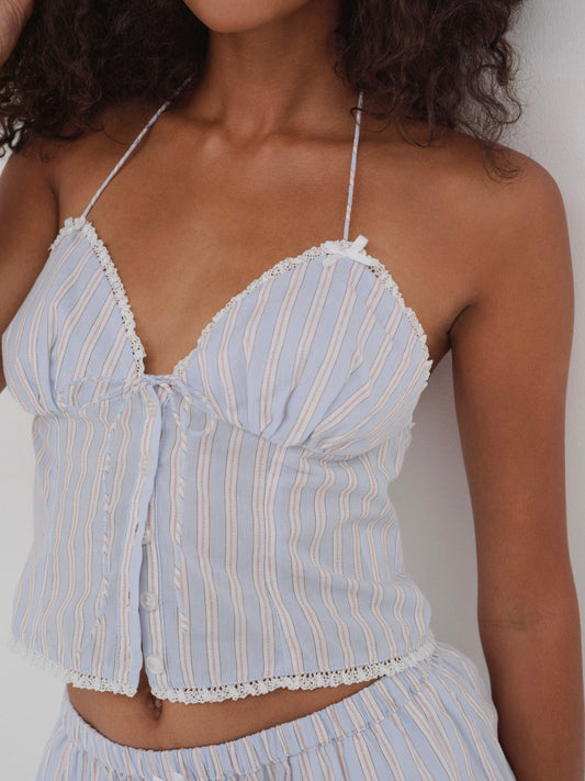 Lakeside Stripe Top Blue - For Love & Lemons
