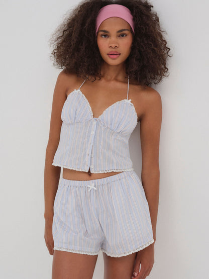 Lakeside Stripe Top Blue - For Love & Lemons