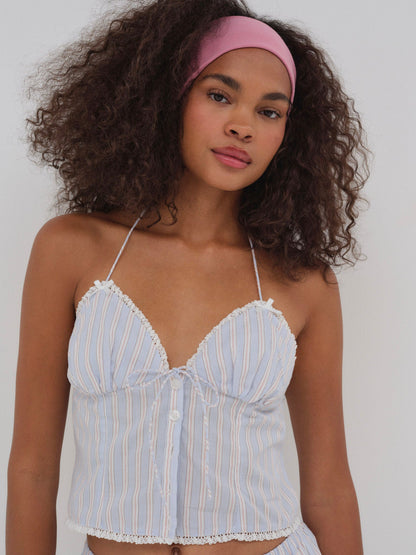 Lakeside Stripe Top Blue - For Love & Lemons