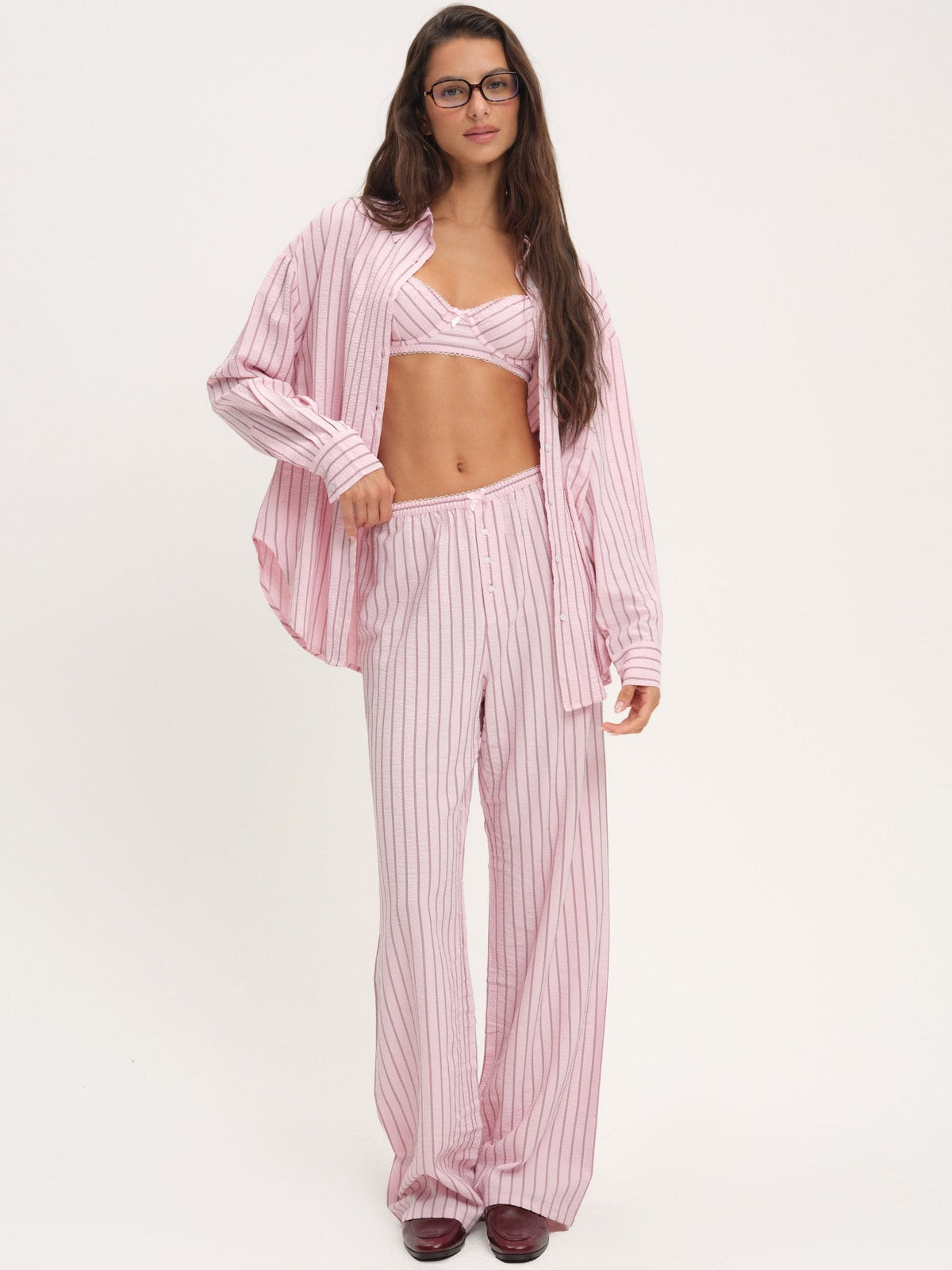 Mindy Button-Down Shirt Pink - For Love & Lemons