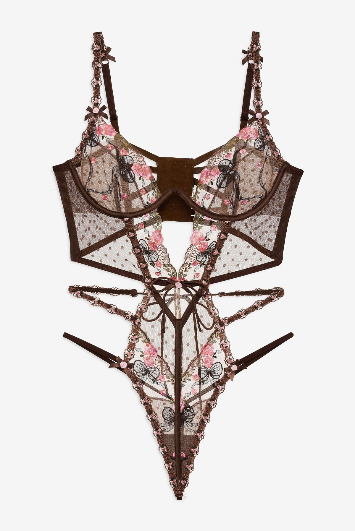 Runaway Bows Bodysuit Brown - For Love & Lemons