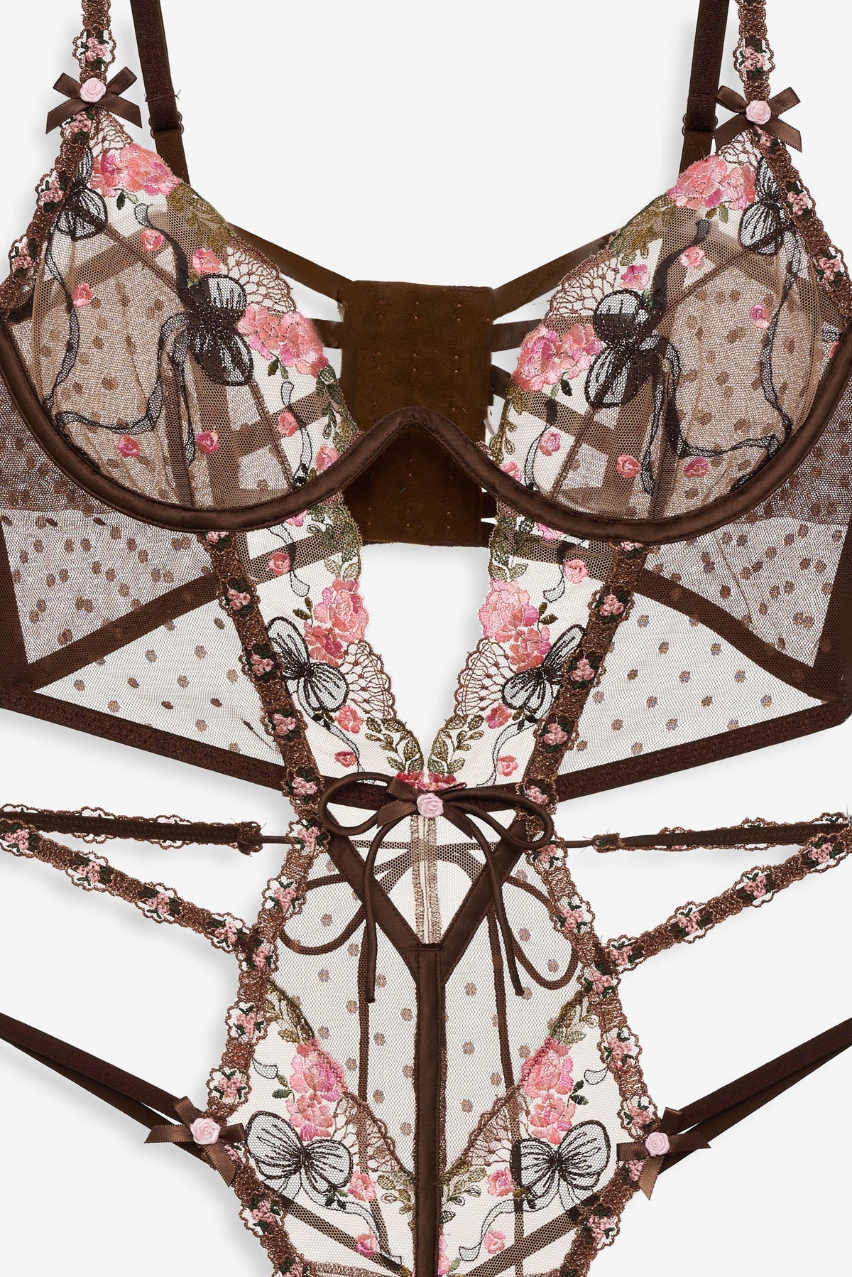 Runaway Bows Bodysuit Brown - For Love & Lemons
