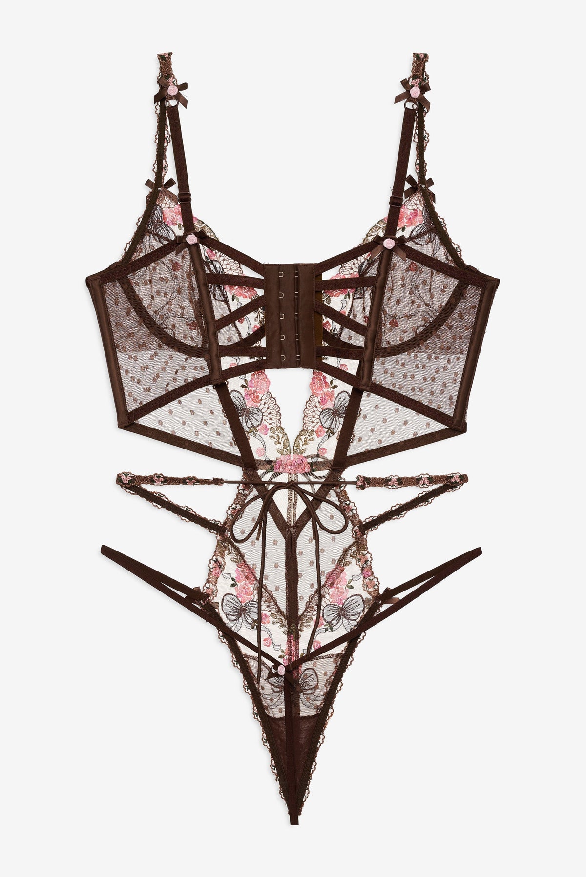 Runaway Bows Bodysuit Brown - For Love & Lemons