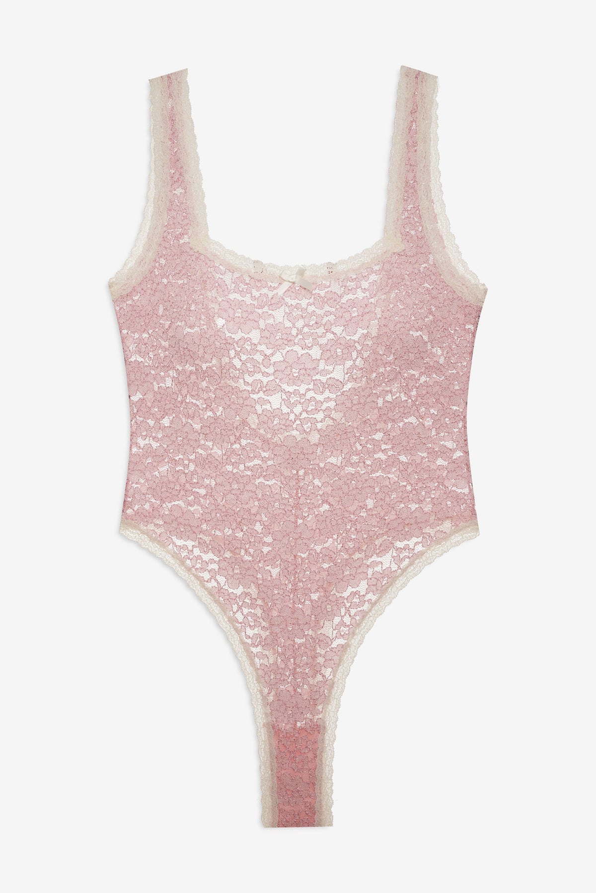Pamela Stretch Lace Bodysuit Pink - For Love & Lemons