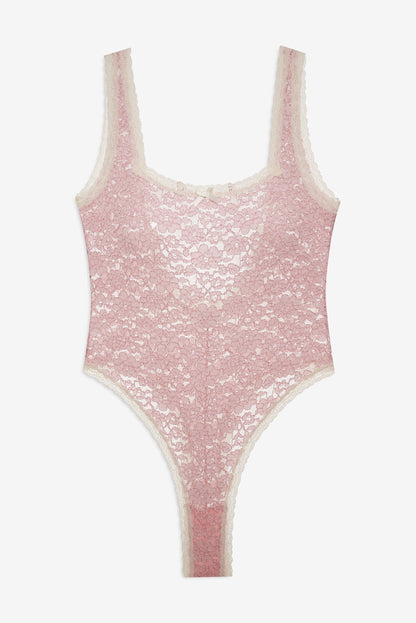 Pamela Stretch Lace Bodysuit Pink - For Love & Lemons