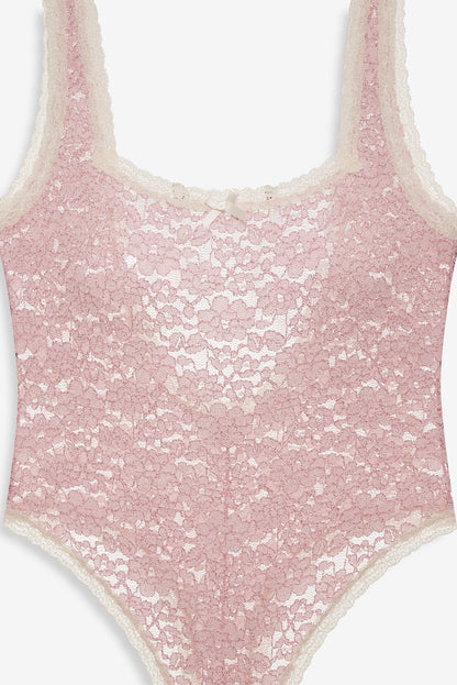 Pamela Stretch Lace Bodysuit Pink - For Love & Lemons