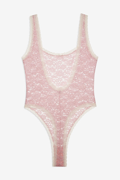 Pamela Stretch Lace Bodysuit Pink - For Love & Lemons