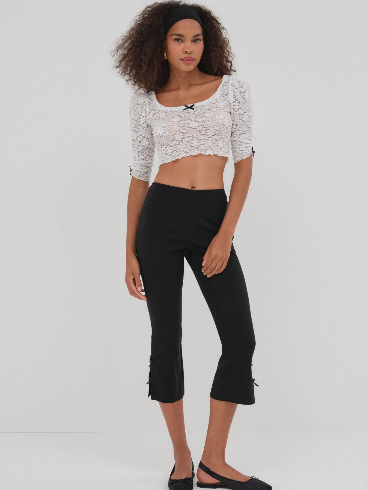 Sally Stretch Lace Top White - For Love & Lemons