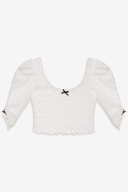 Sally Stretch Lace Top White - For Love & Lemons