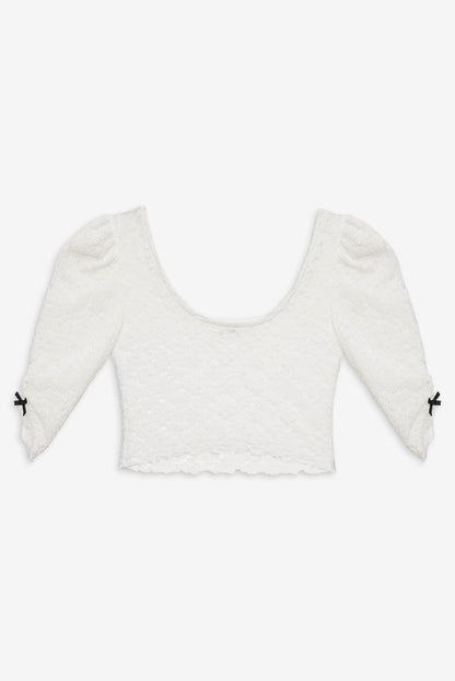 Sally Stretch Lace Top White - For Love & Lemons