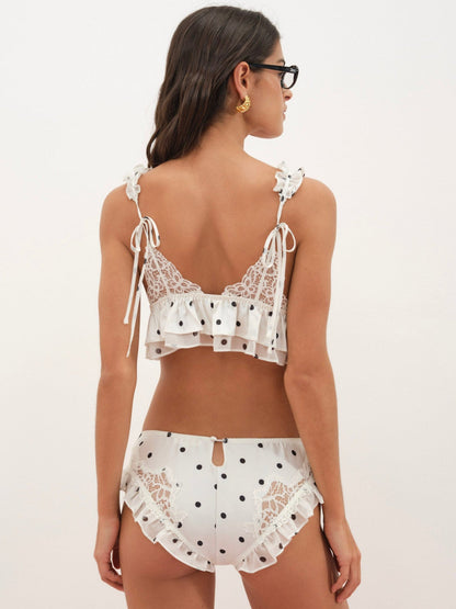 Butterfly Lace Ruffle Bralette Cream - For Love & Lemons