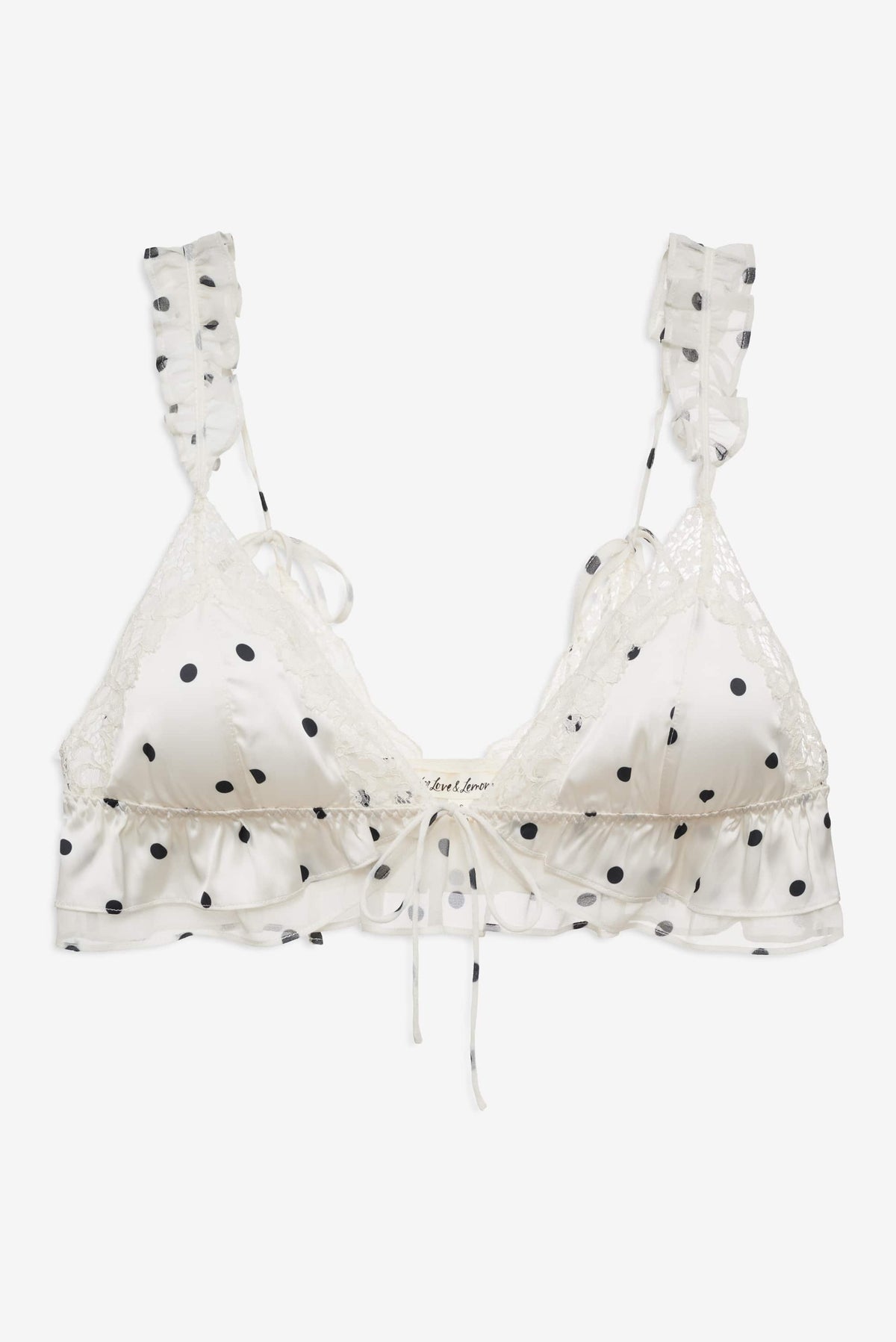 Butterfly Lace Ruffle Bralette Cream - For Love & Lemons