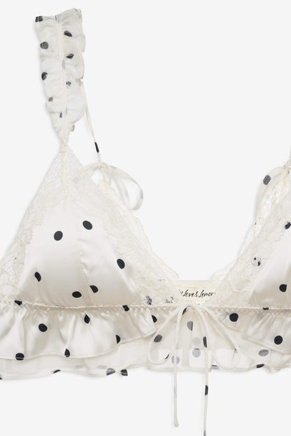 Butterfly Lace Ruffle Bralette Cream - For Love & Lemons