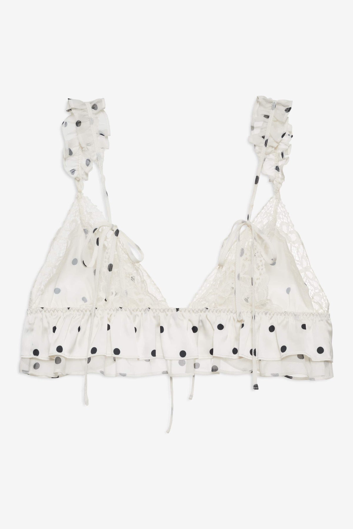 Butterfly Lace Ruffle Bralette Cream - For Love & Lemons
