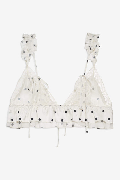 Butterfly Lace Ruffle Bralette Cream - For Love & Lemons
