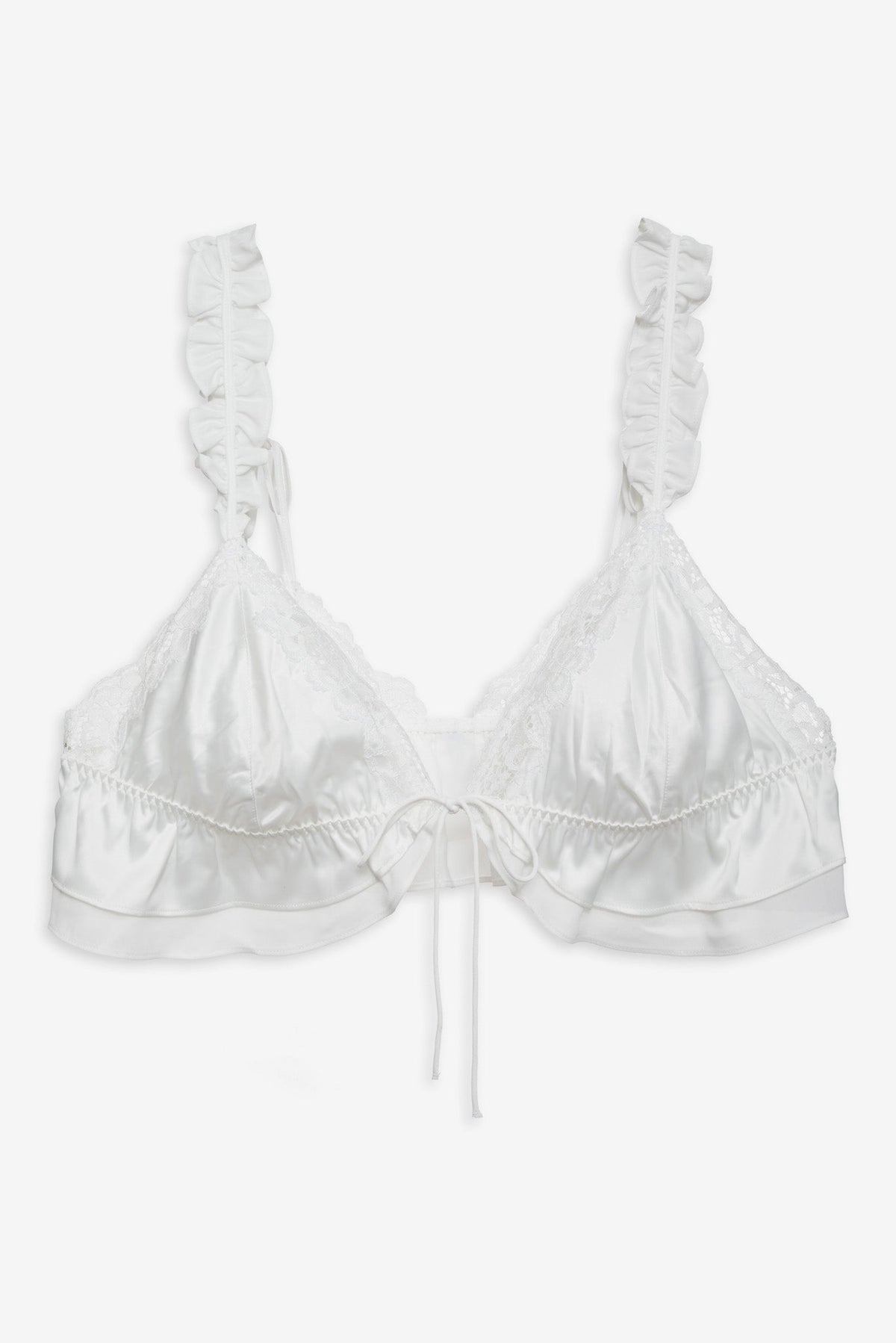Butterfly Lace Ruffle Bralette White - For Love & Lemons