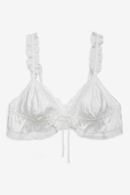 Butterfly Lace Ruffle Bralette White - For Love & Lemons