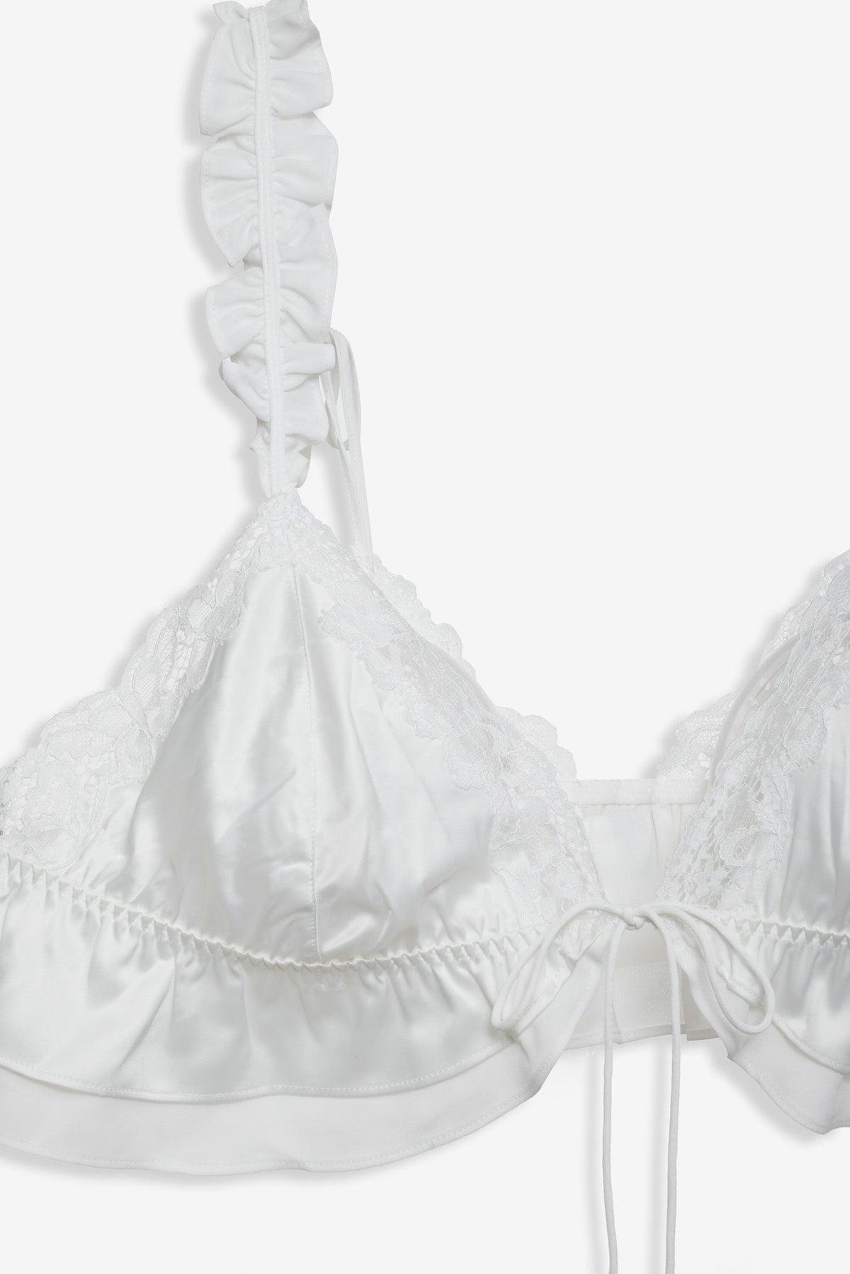 Butterfly Lace Ruffle Bralette White - For Love & Lemons