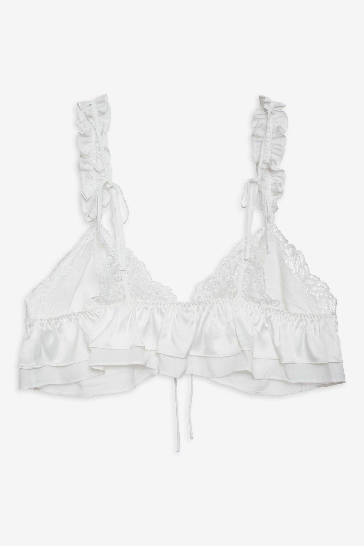 Butterfly Lace Ruffle Bralette White - For Love & Lemons