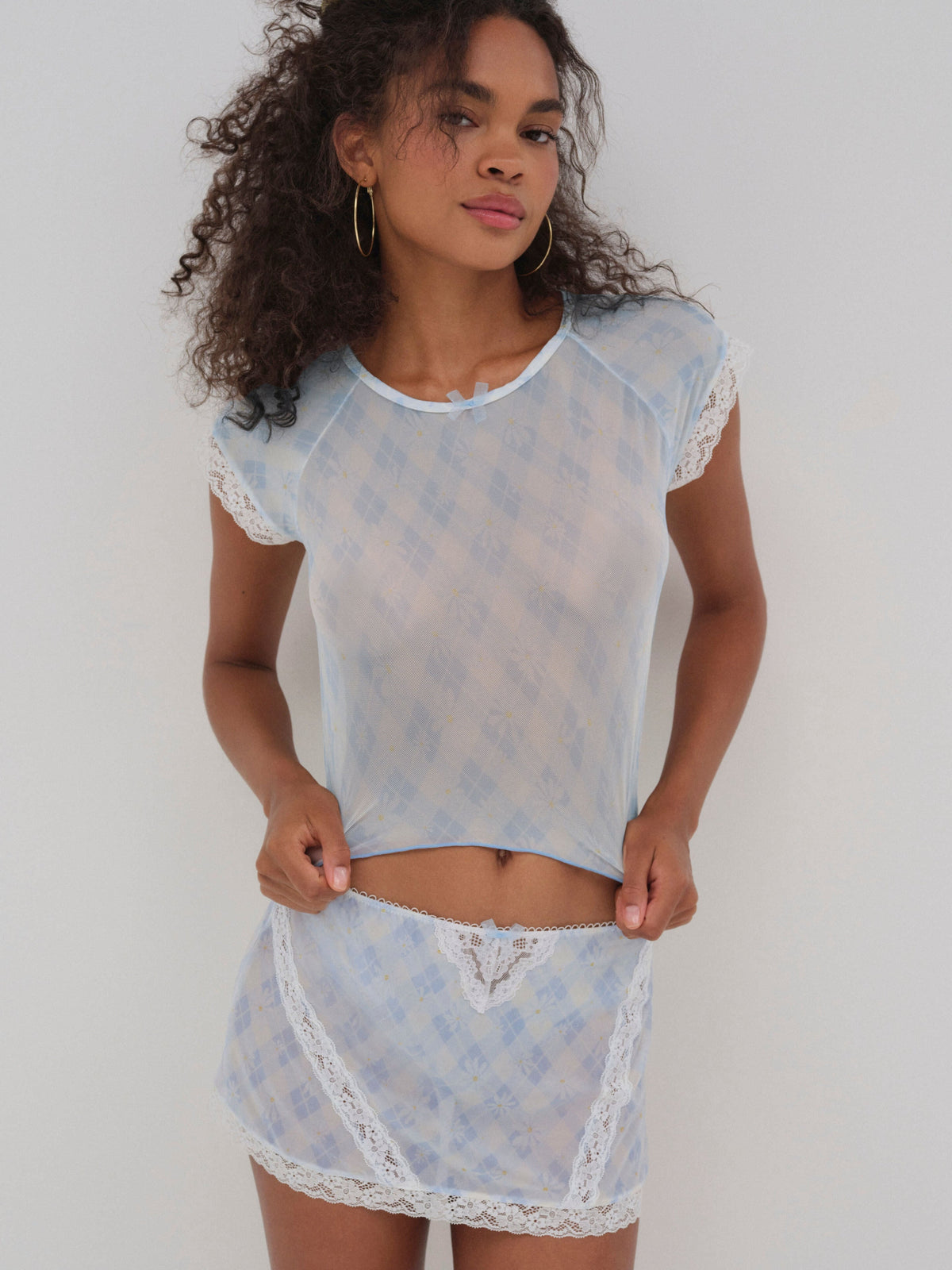 Dee Dee Daisy Mini Skirt Blue - For Love & Lemons