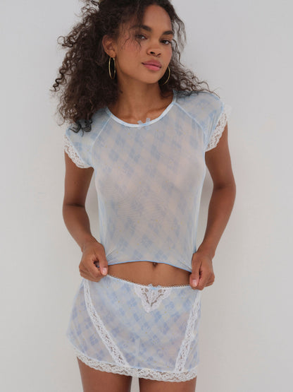 Dee Dee Daisy Mini Skirt Blue - For Love & Lemons
